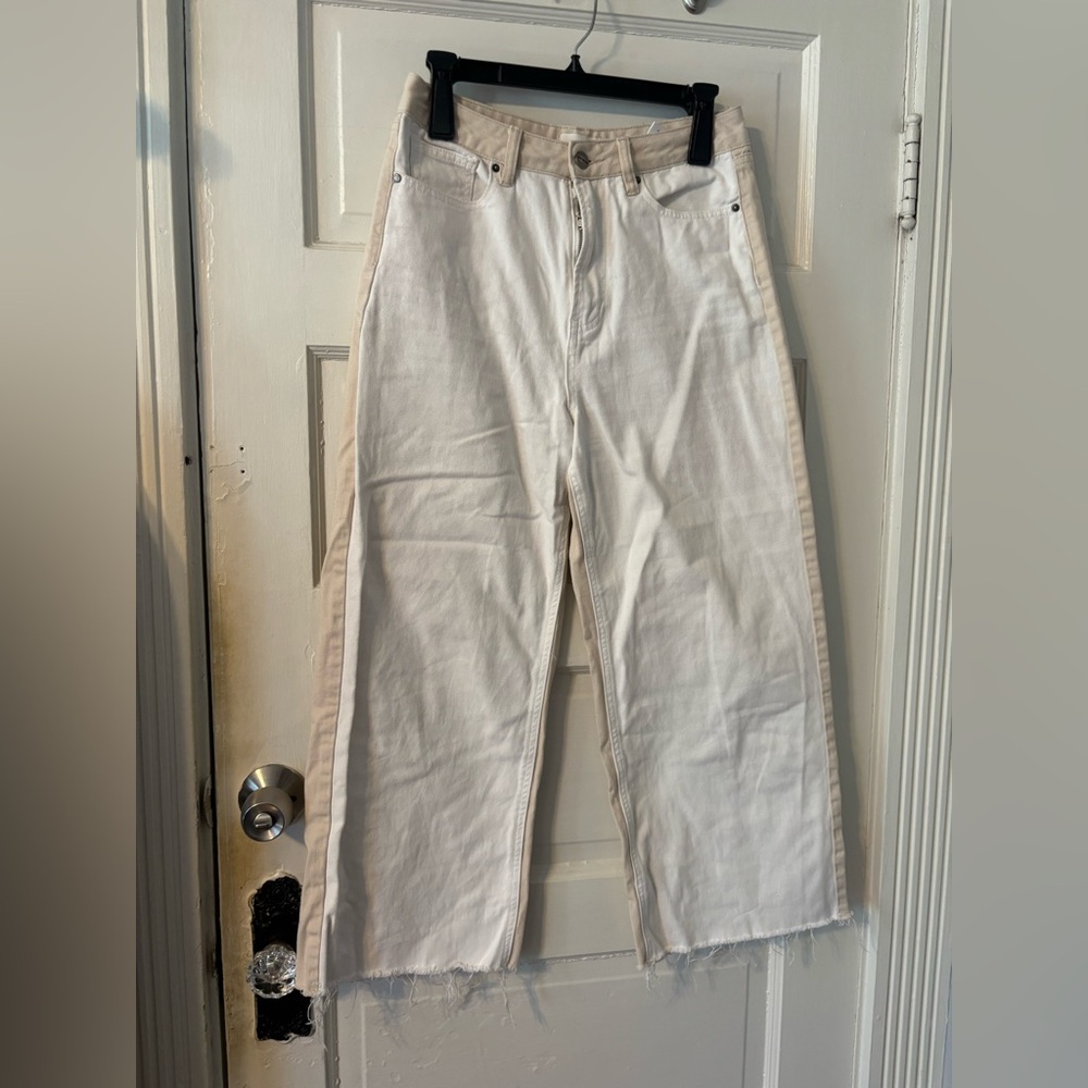 Driftwood Tan and Cream Colorblock Jeans